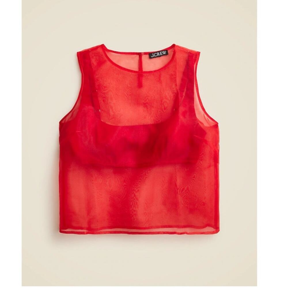 J. Crew Red Sheer Crop Top